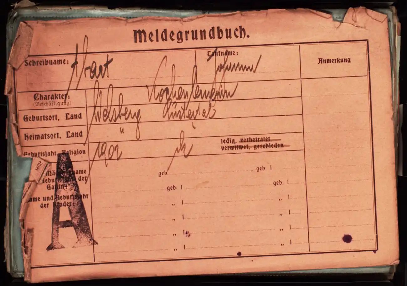 Meldezettel 0003, Vorderseite