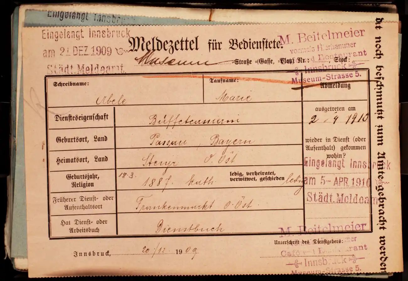 Meldezettel 0038, Vorderseite