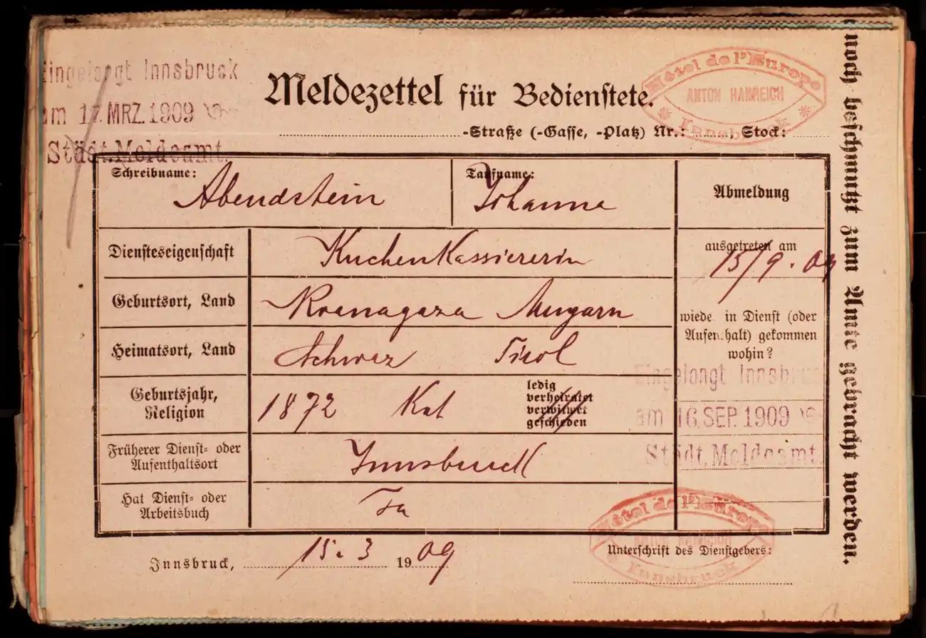 Meldezettel 0075, Vorderseite