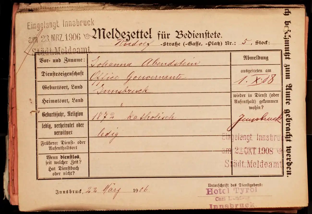 Meldezettel 0078, Vorderseite