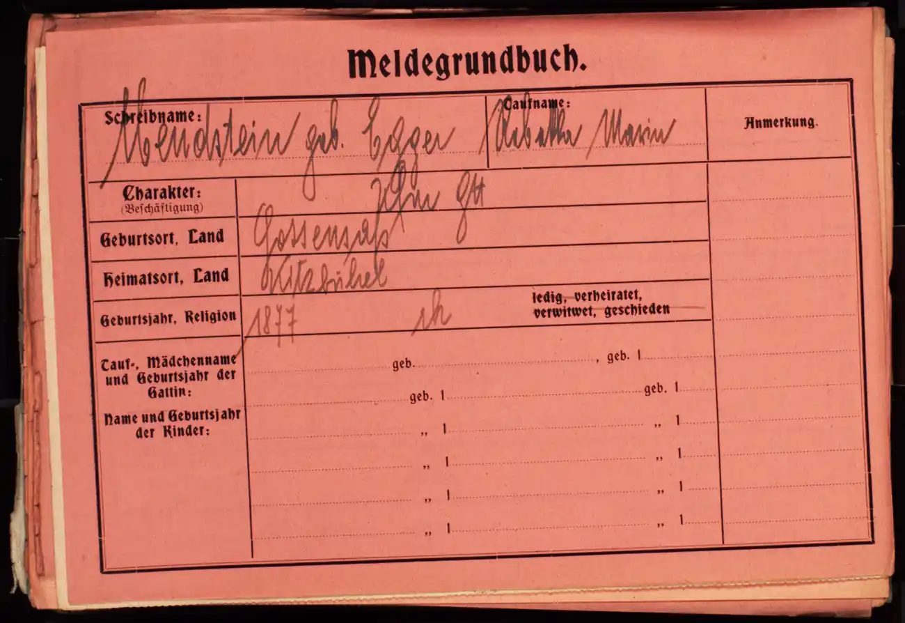 Meldezettel 0082, Vorderseite