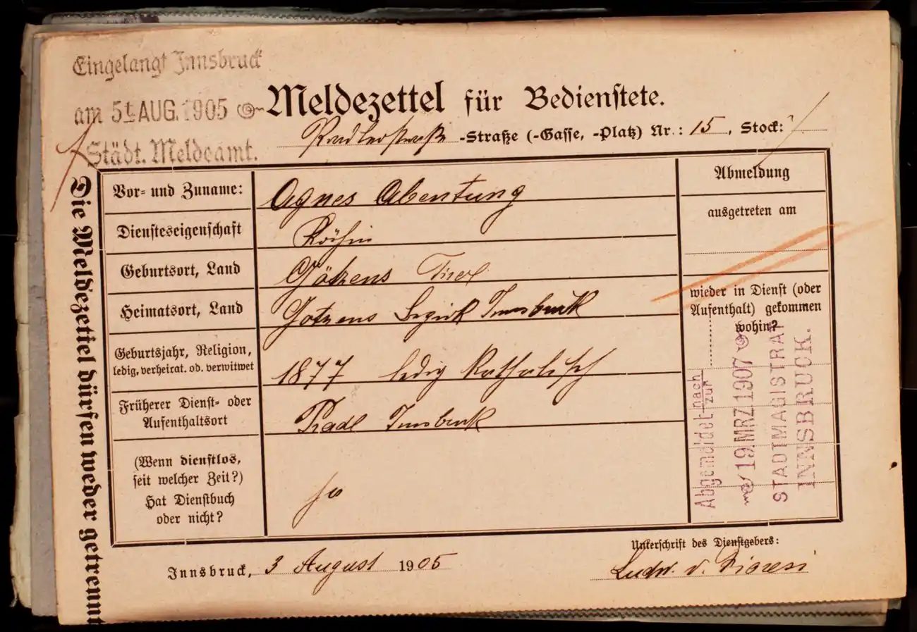 Meldezettel 0095, Vorderseite