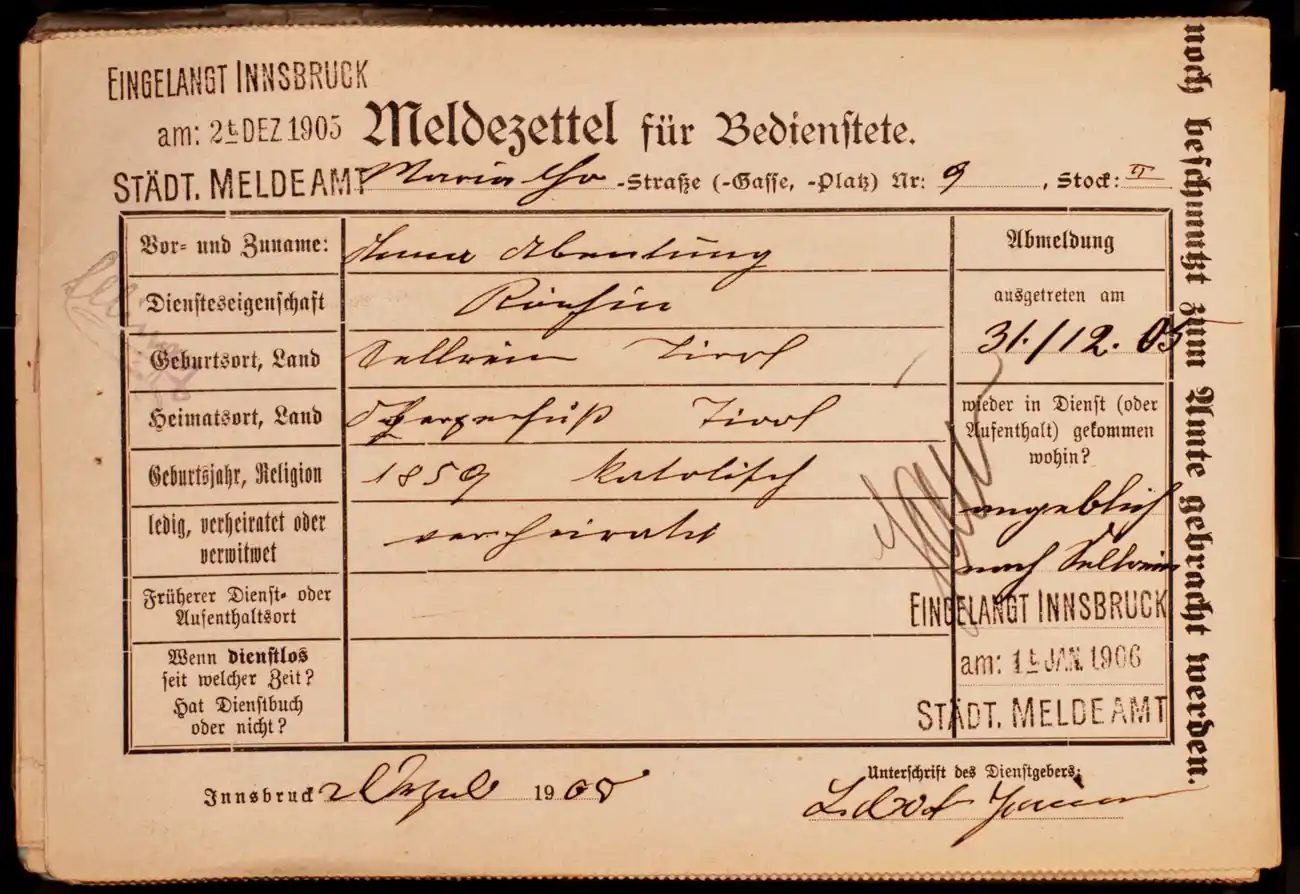 Meldezettel 0131, Vorderseite