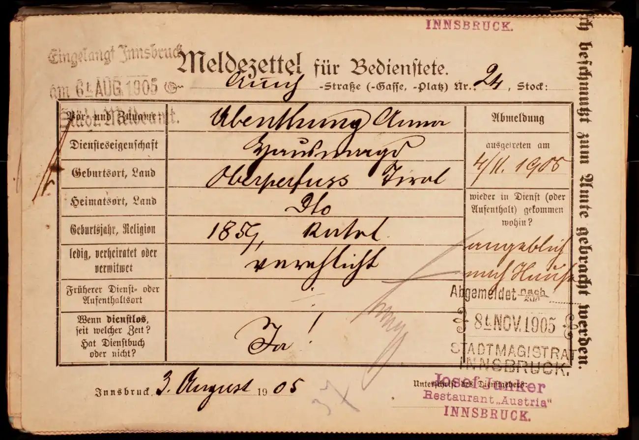 Meldezettel 0132, Vorderseite