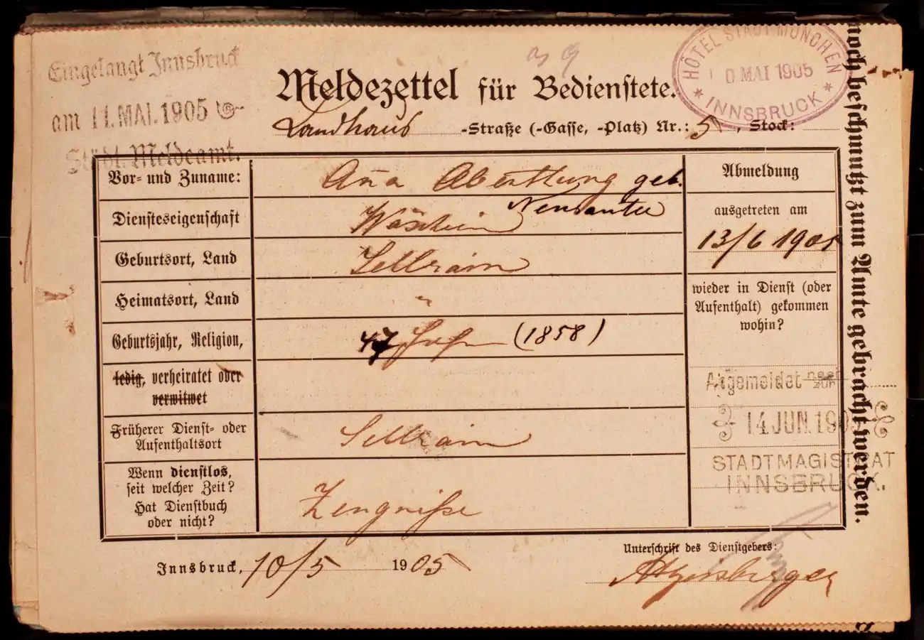 Meldezettel 0133, Vorderseite