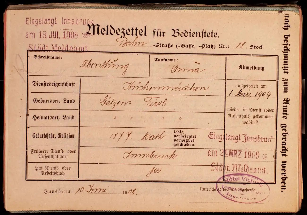 Meldezettel 0142, Vorderseite