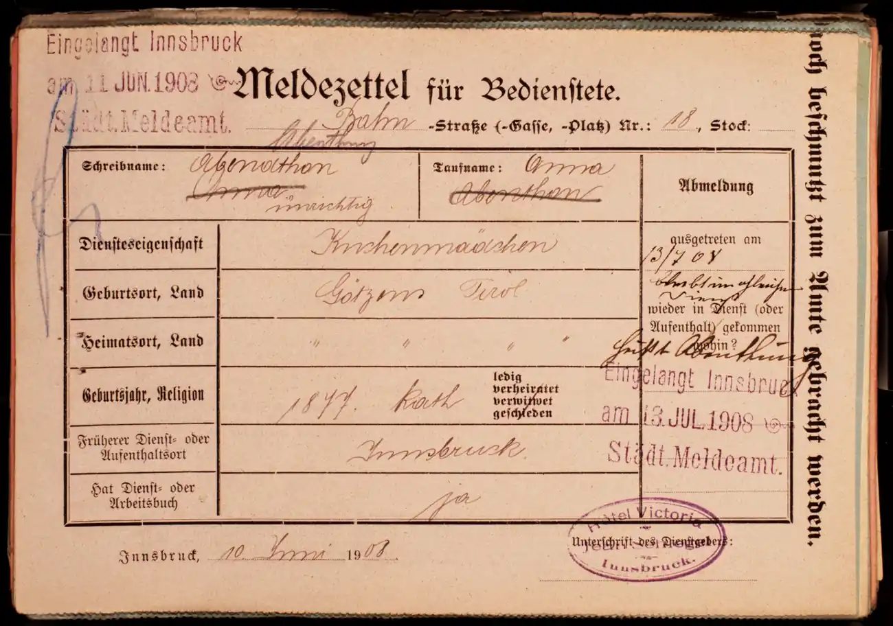 Meldezettel 0143, Vorderseite