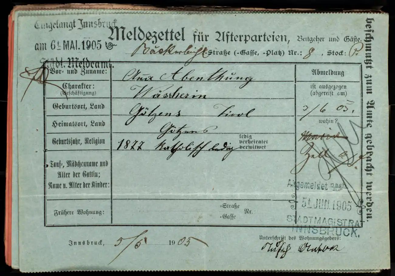 Meldezettel 0146, Vorderseite