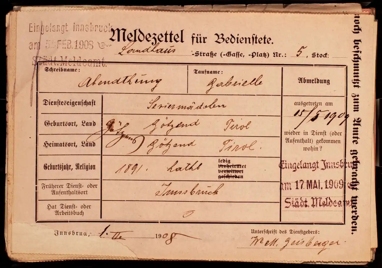 Meldezettel 0160, Vorderseite