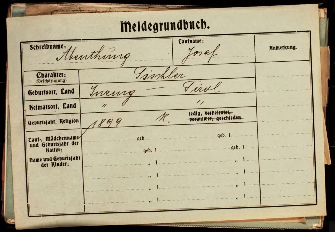 Meldezettel 0169, Vorderseite