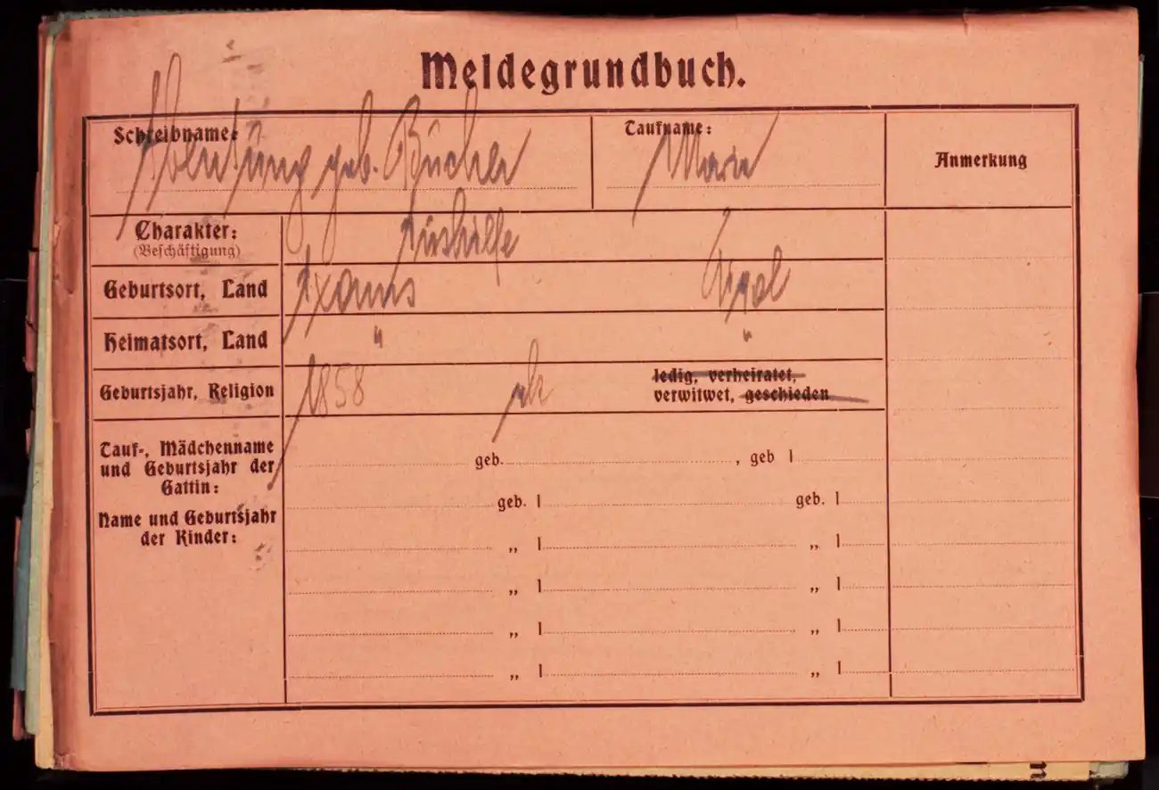 Meldezettel 0200, Vorderseite