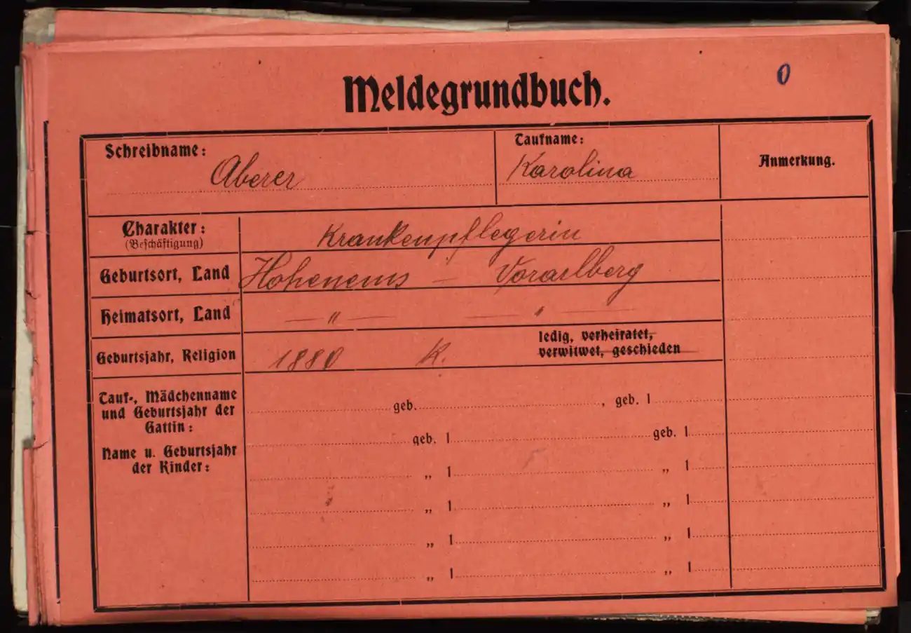 Meldezettel 0236, Vorderseite