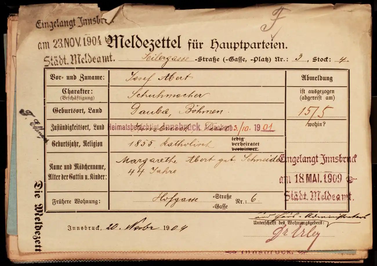 Meldezettel 0269, Vorderseite