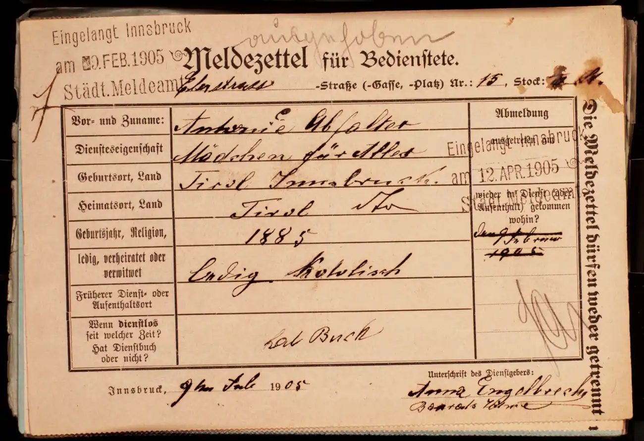 Meldezettel 0337, Vorderseite