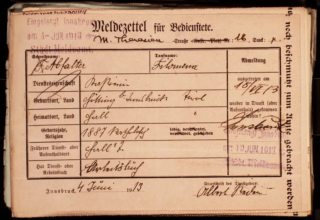 Meldezettel 0347, Vorderseite