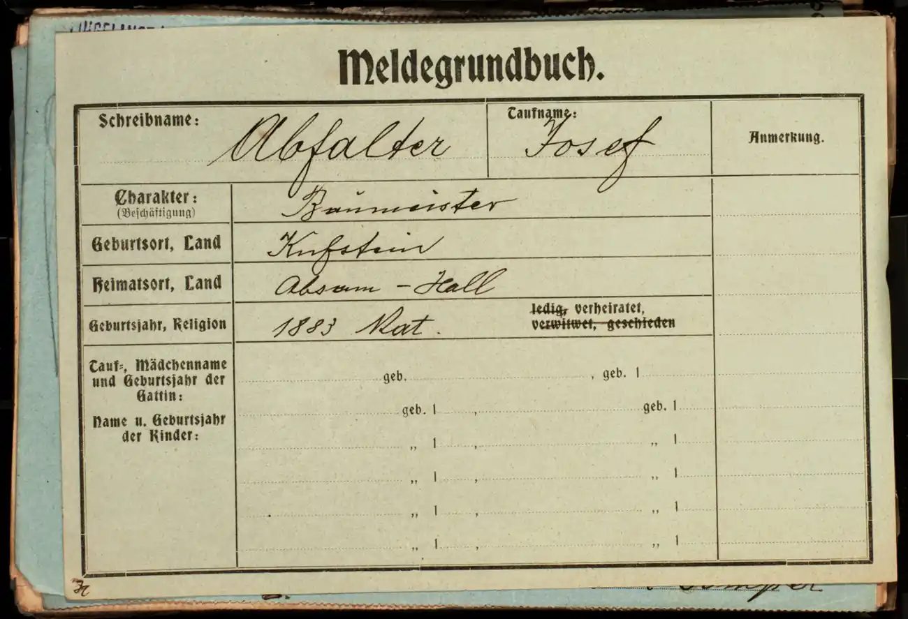 Meldezettel 0369, Vorderseite
