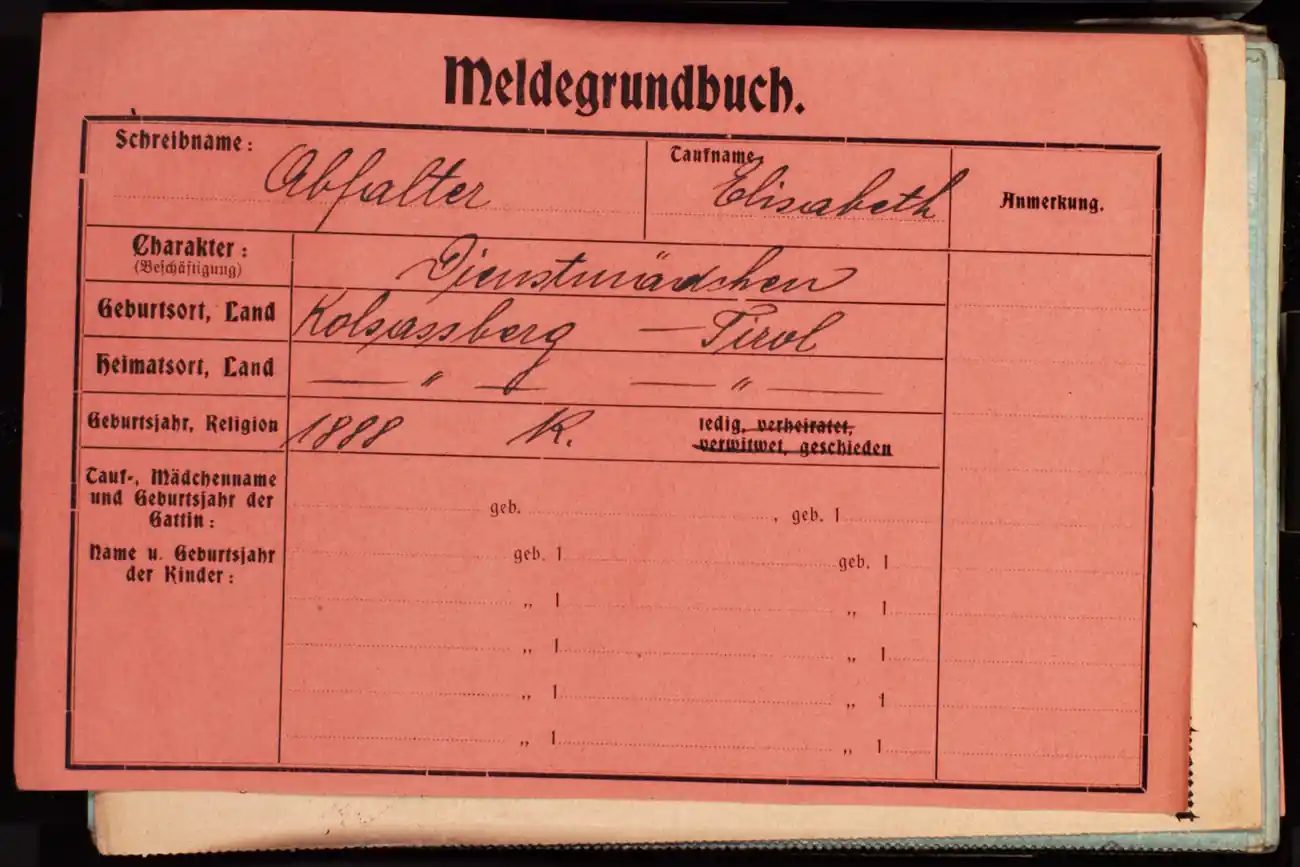Meldezettel 0415, Vorderseite