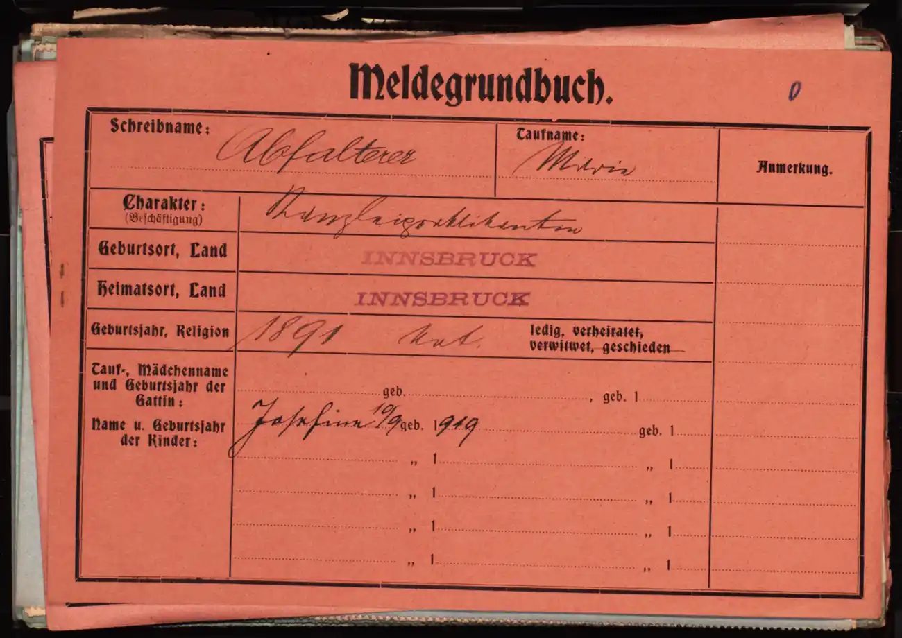 Meldezettel 0470, Vorderseite