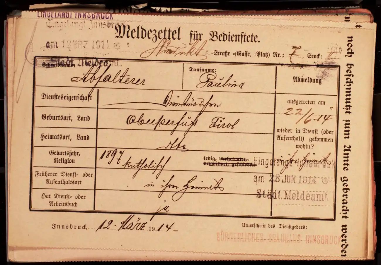 Meldezettel 0493, Vorderseite
