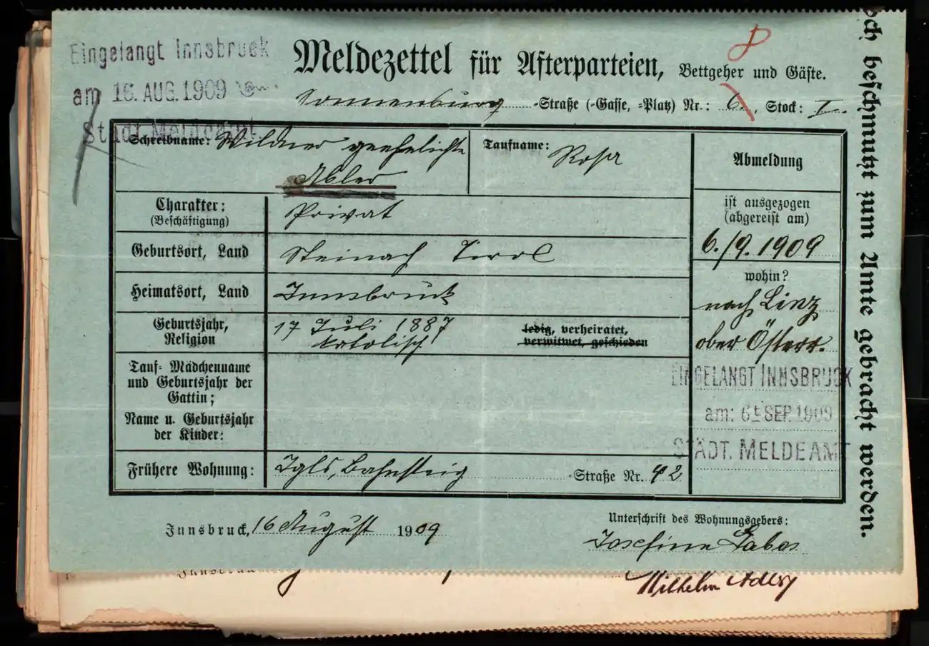 Meldezettel 0526, Vorderseite