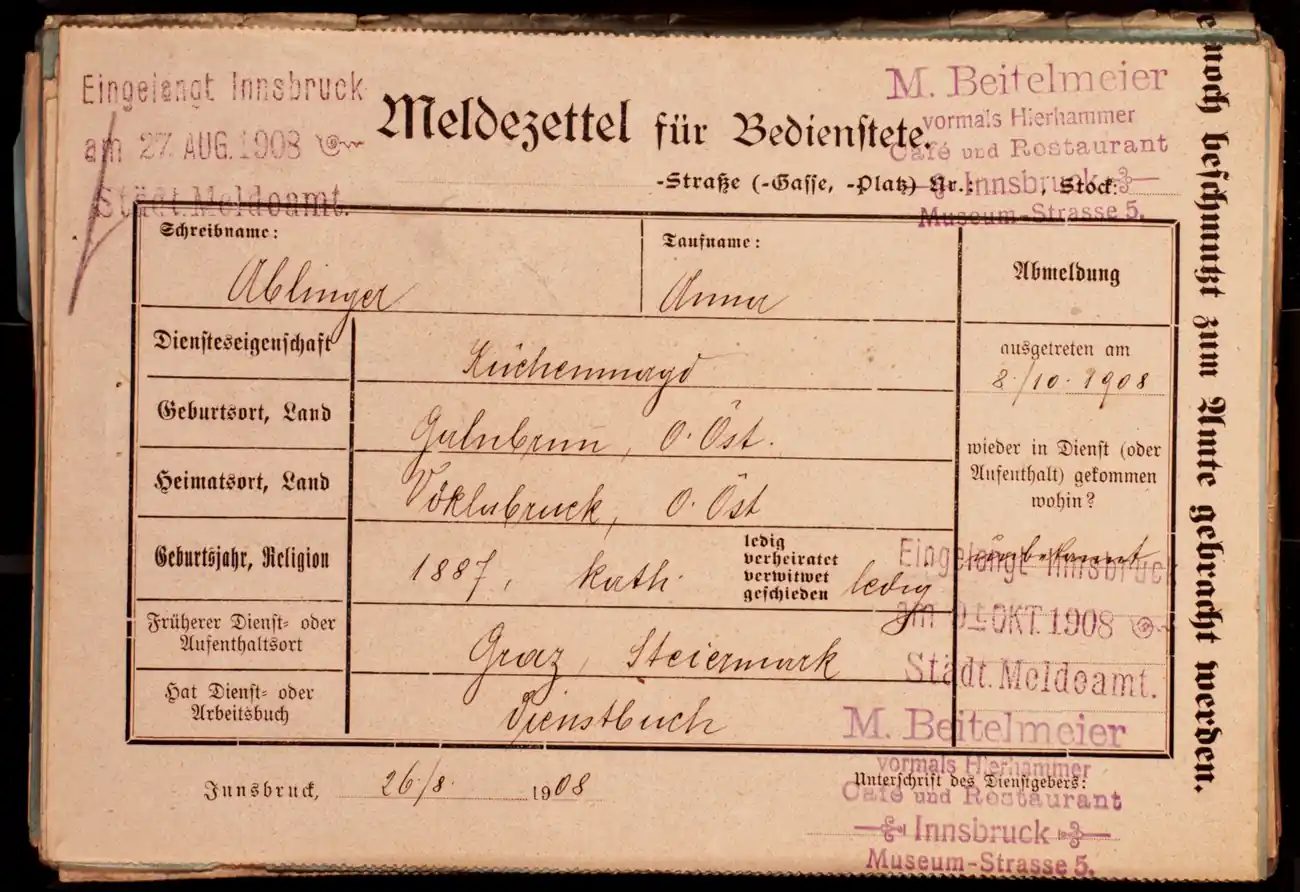 Meldezettel 0529, Vorderseite