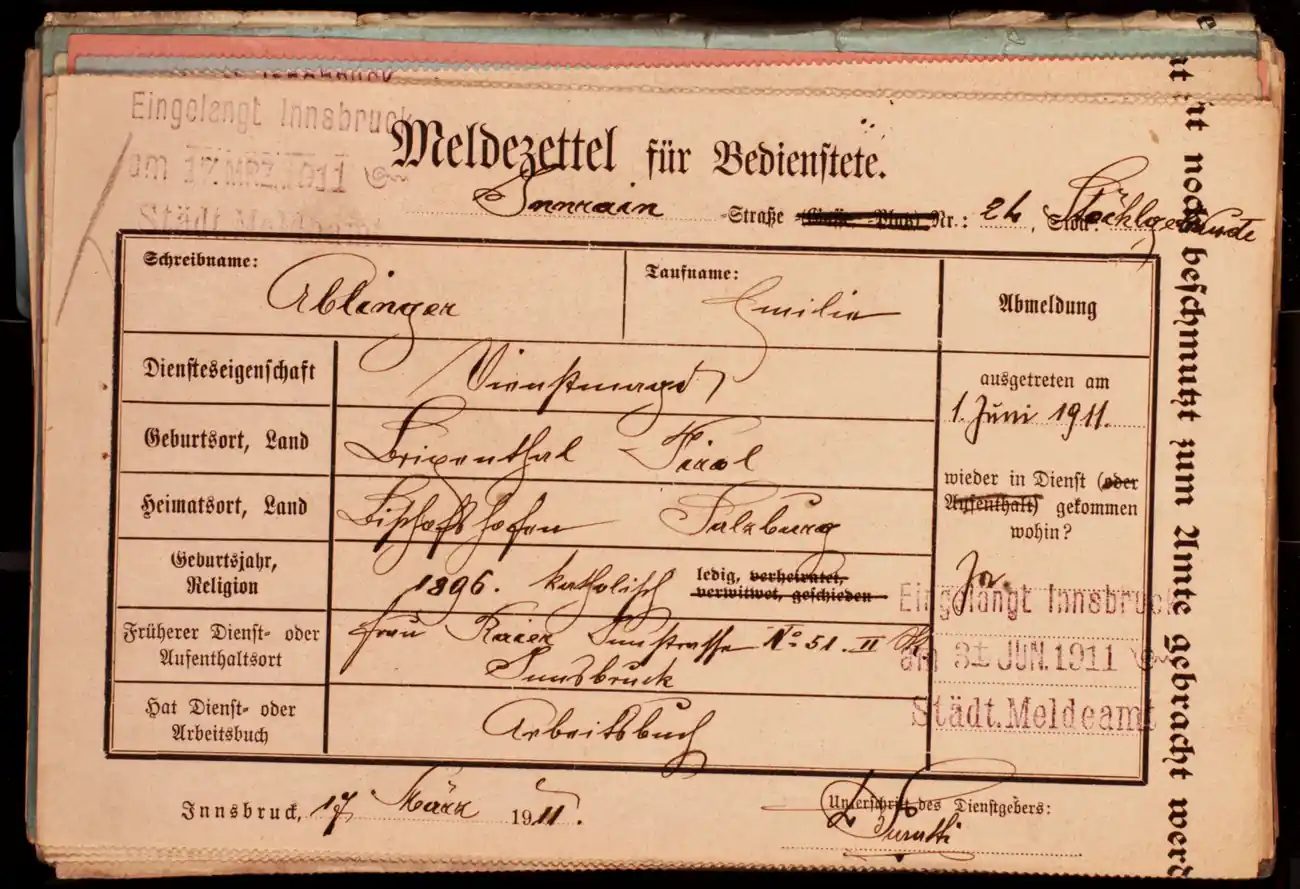 Meldezettel 0532, Vorderseite
