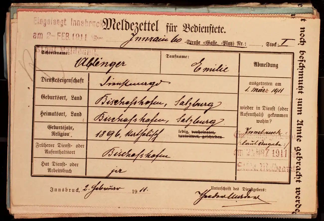 Meldezettel 0533, Vorderseite