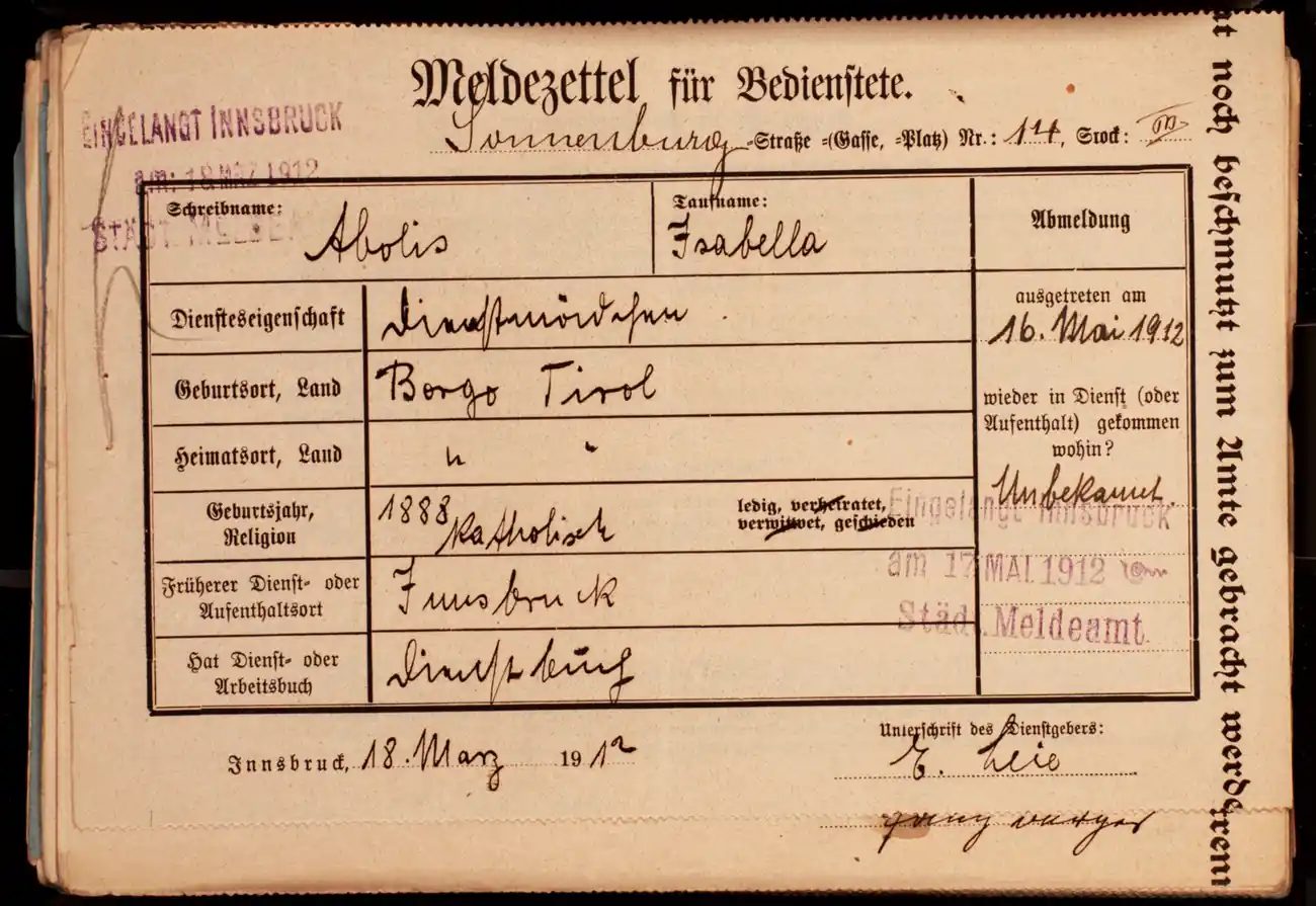 Meldezettel 0547, Vorderseite