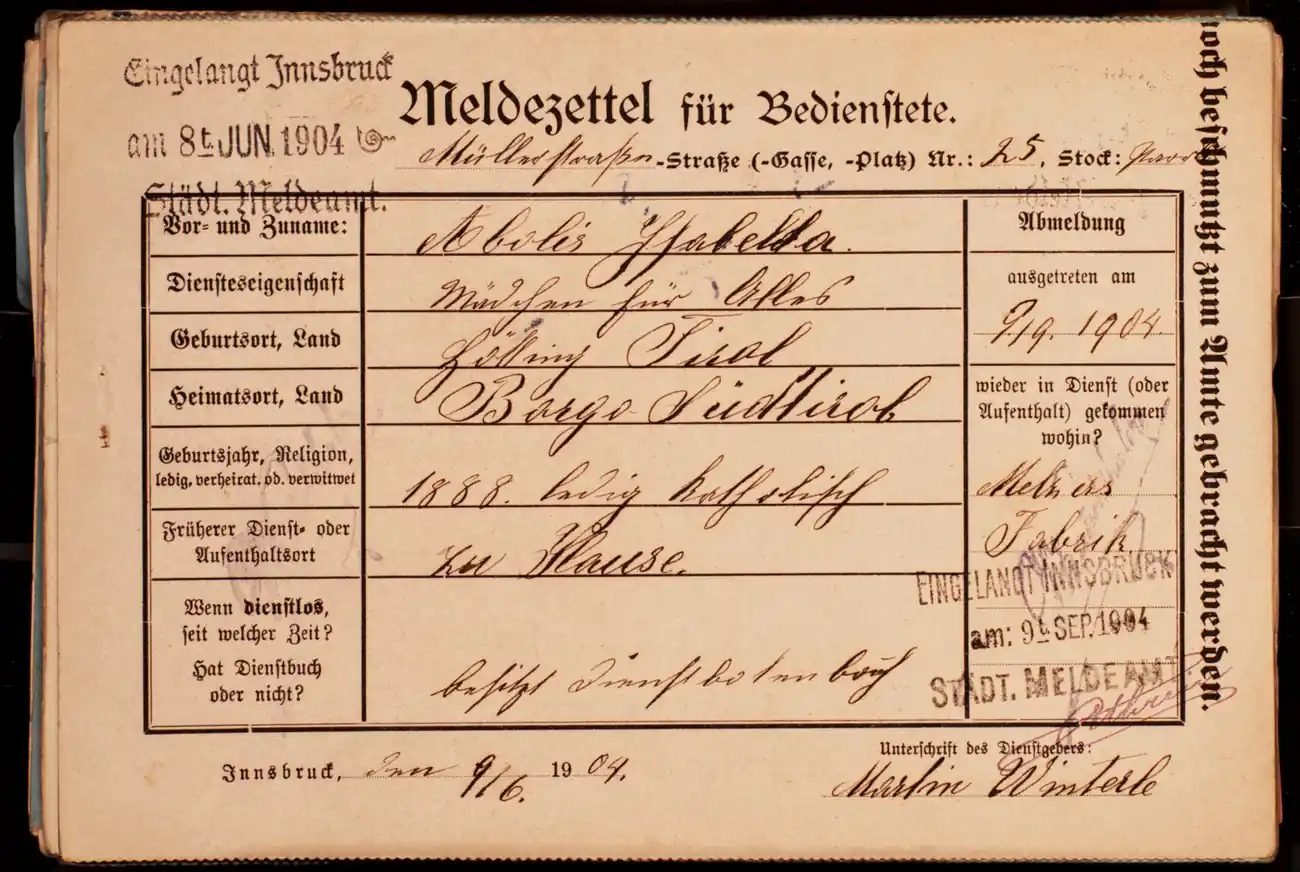 Meldezettel 0553, Vorderseite