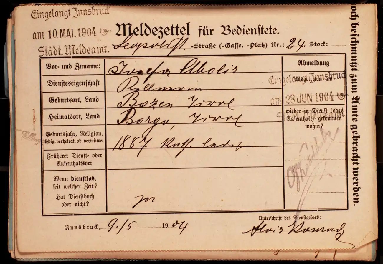 Meldezettel 0555, Vorderseite
