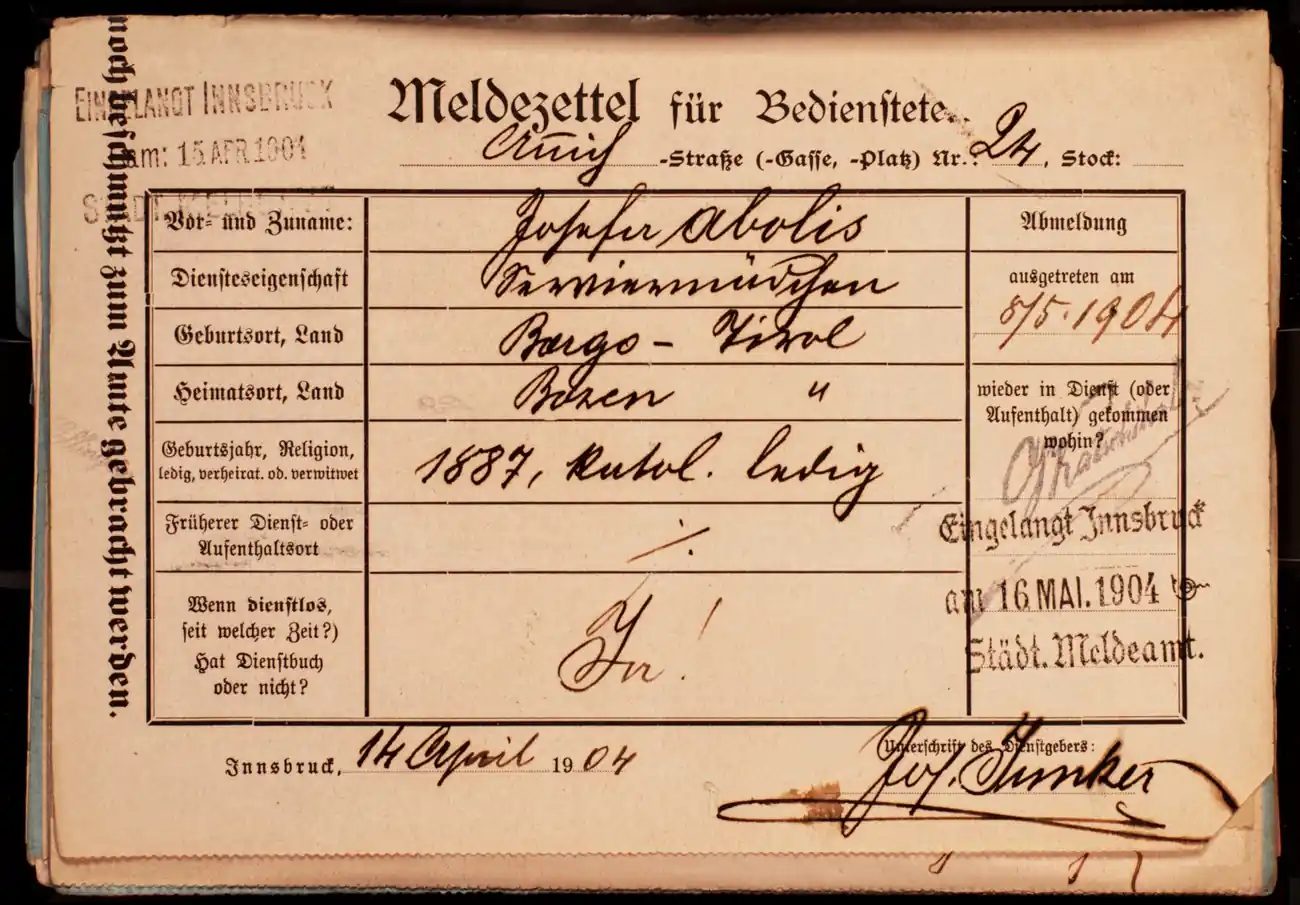 Meldezettel 0556, Vorderseite