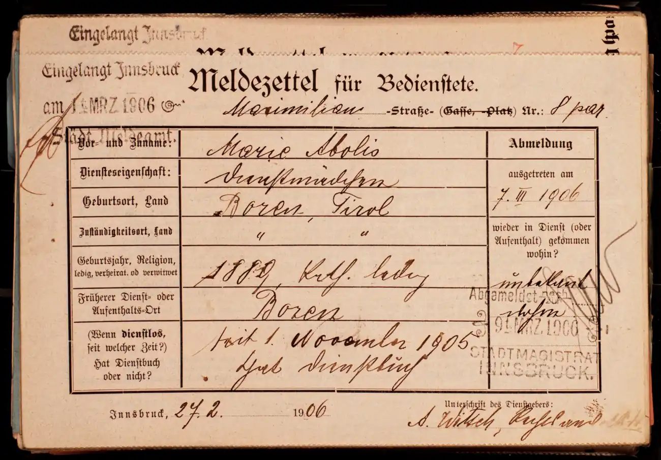 Meldezettel 0564, Vorderseite