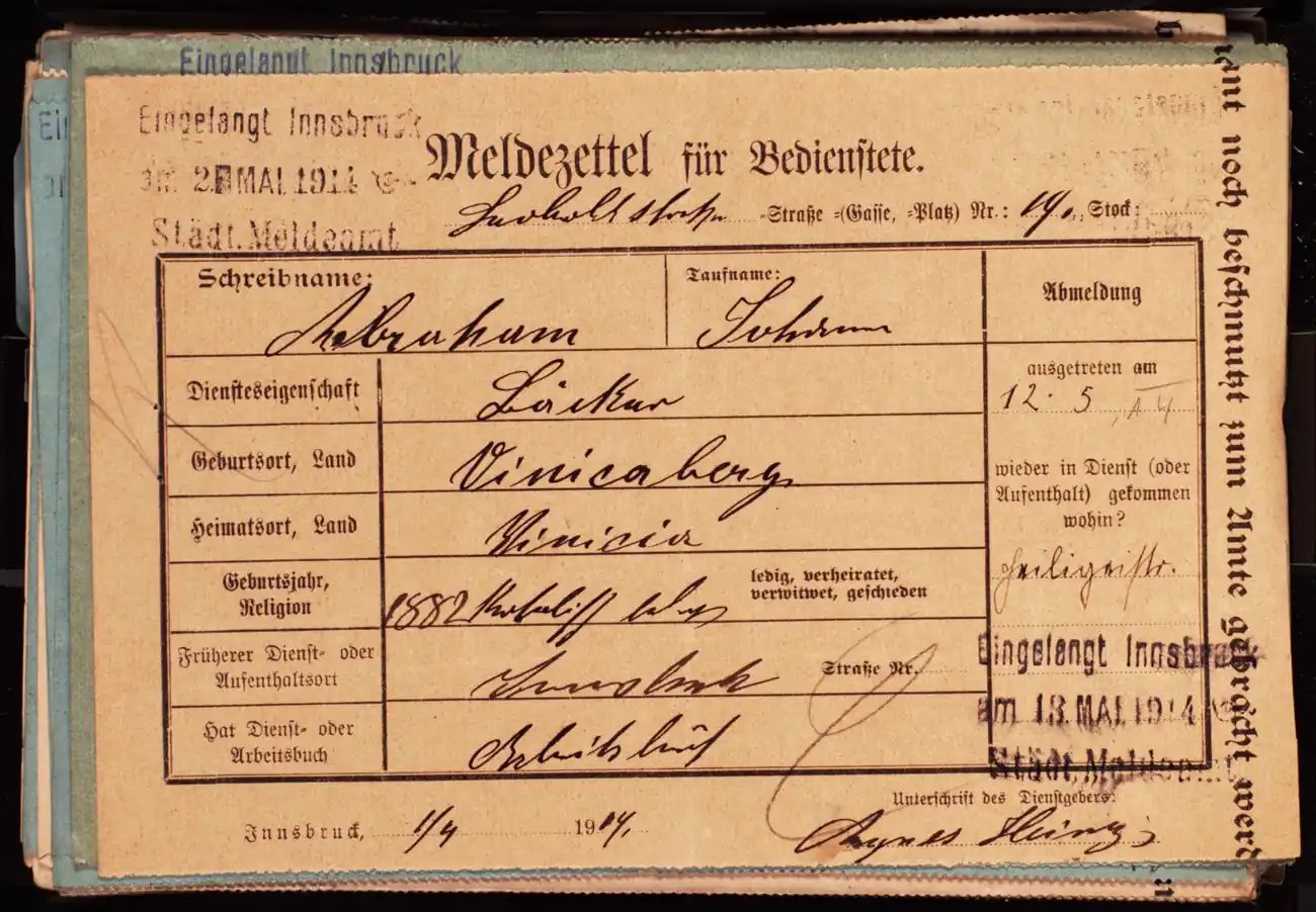 Meldezettel 0577, Vorderseite