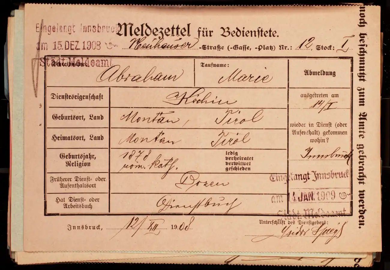 Meldezettel 0589, Vorderseite