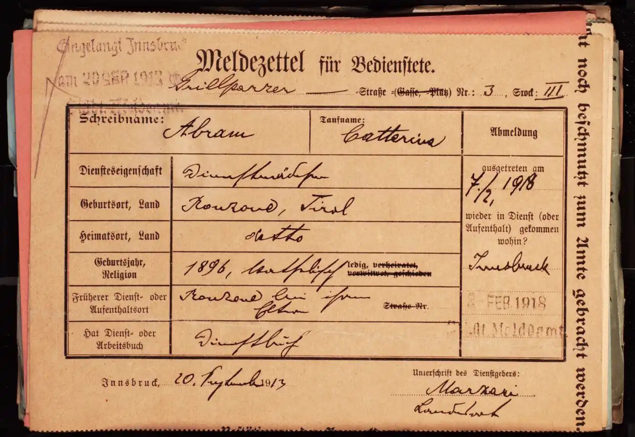 Meldezettel 0613, Vorderseite