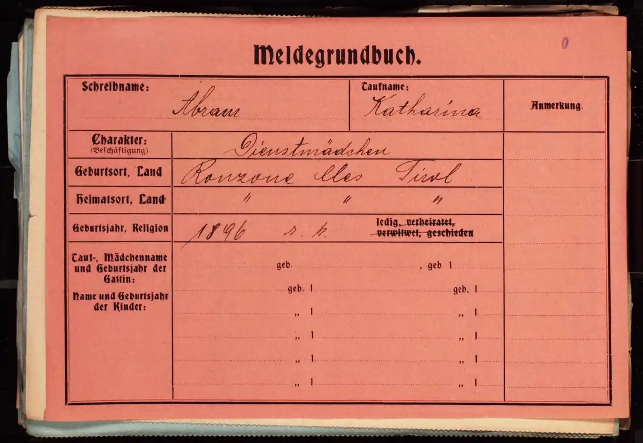 Meldezettel 0615, Vorderseite