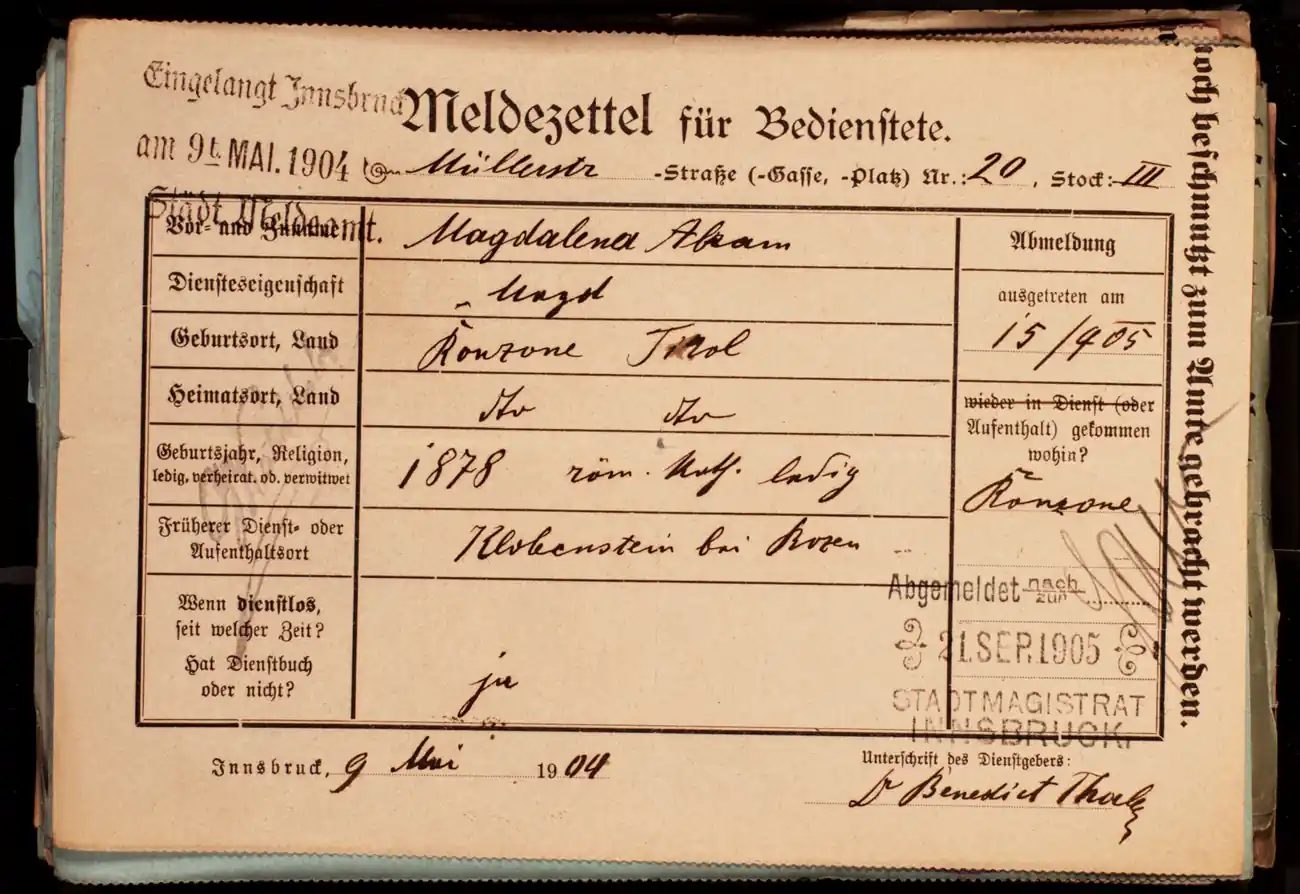 Meldezettel 0616, Vorderseite