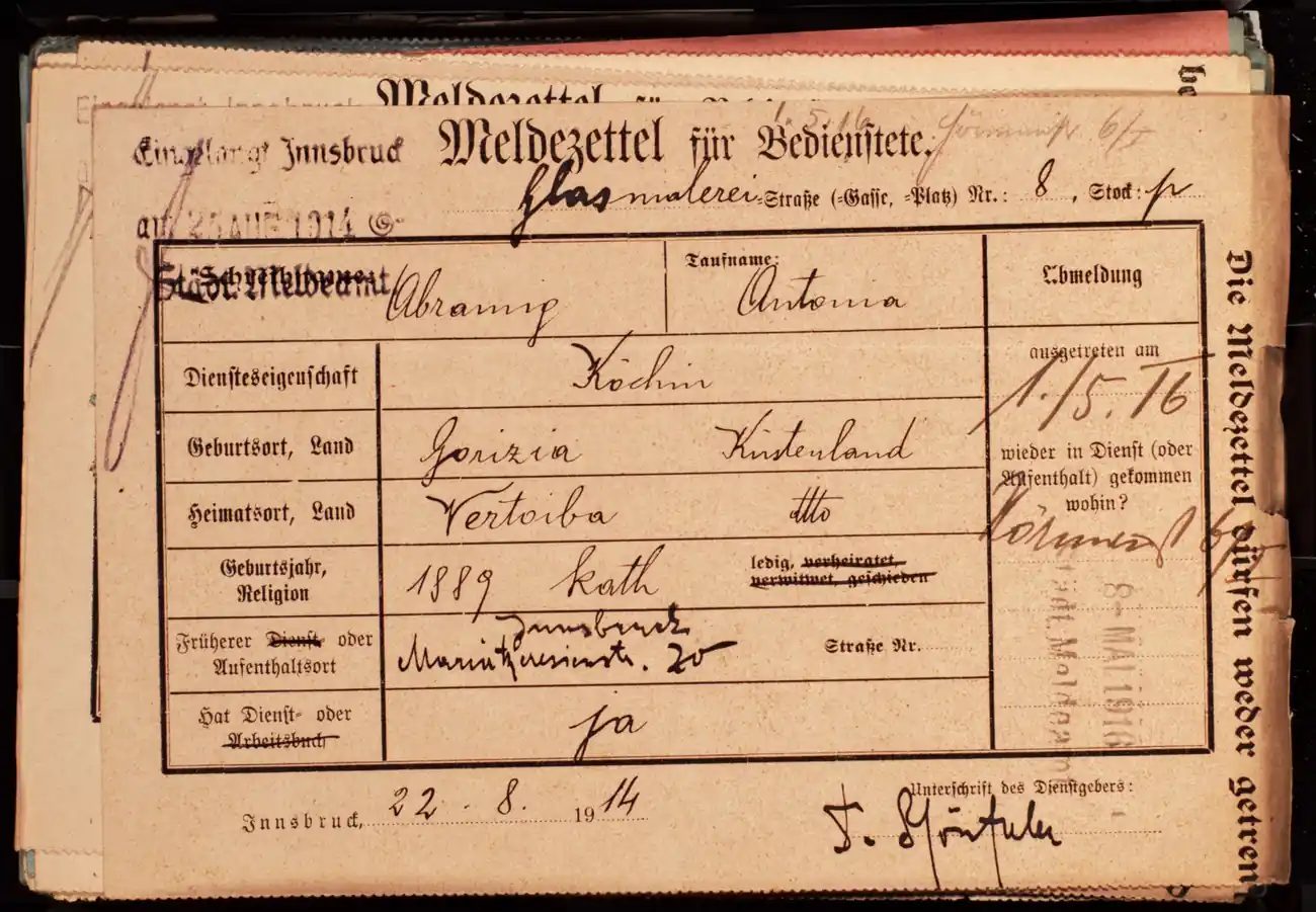 Meldezettel 0636, Vorderseite