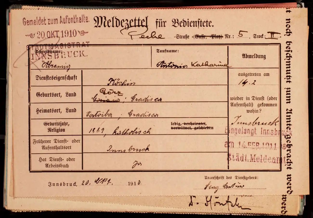 Meldezettel 0638, Vorderseite