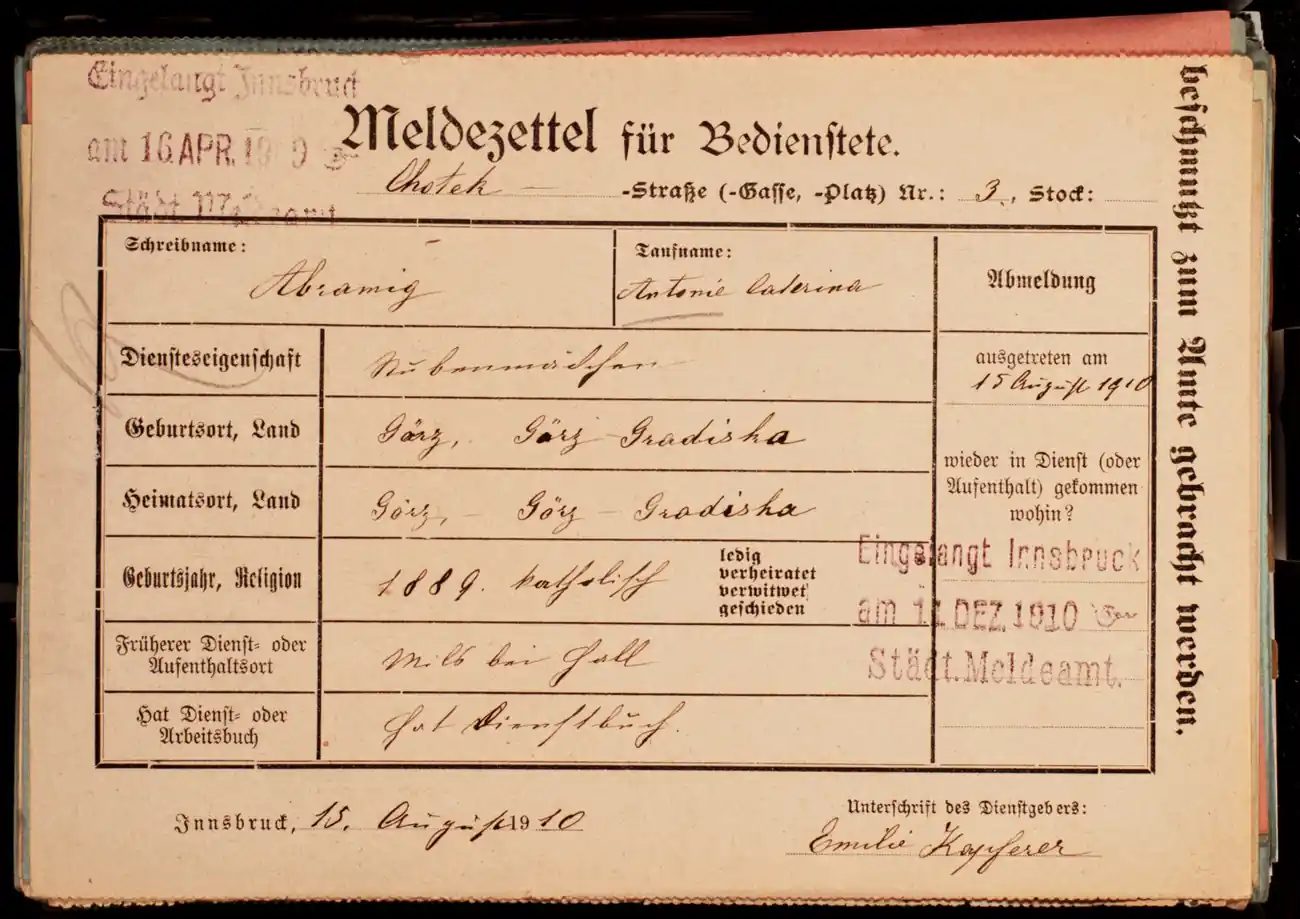 Meldezettel 0640, Vorderseite