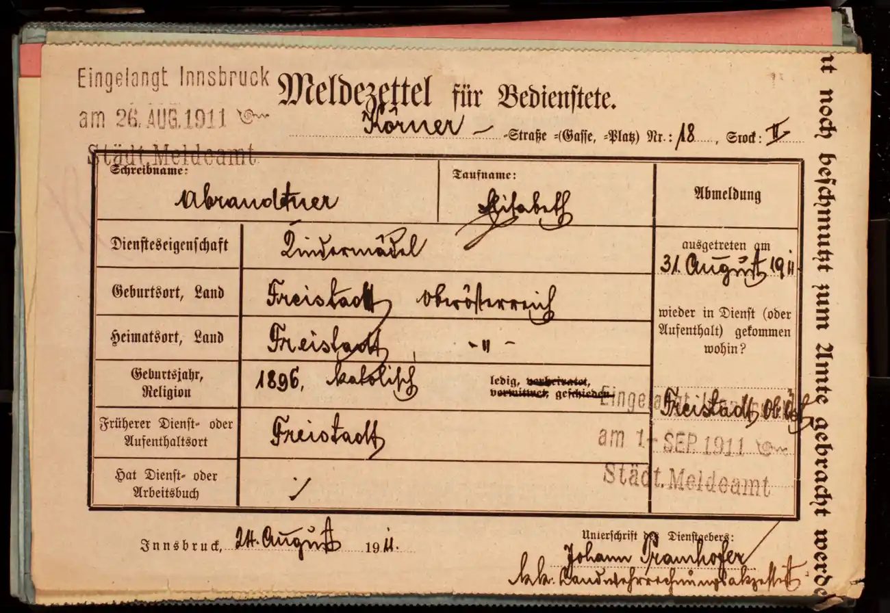 Meldezettel 0642, Vorderseite