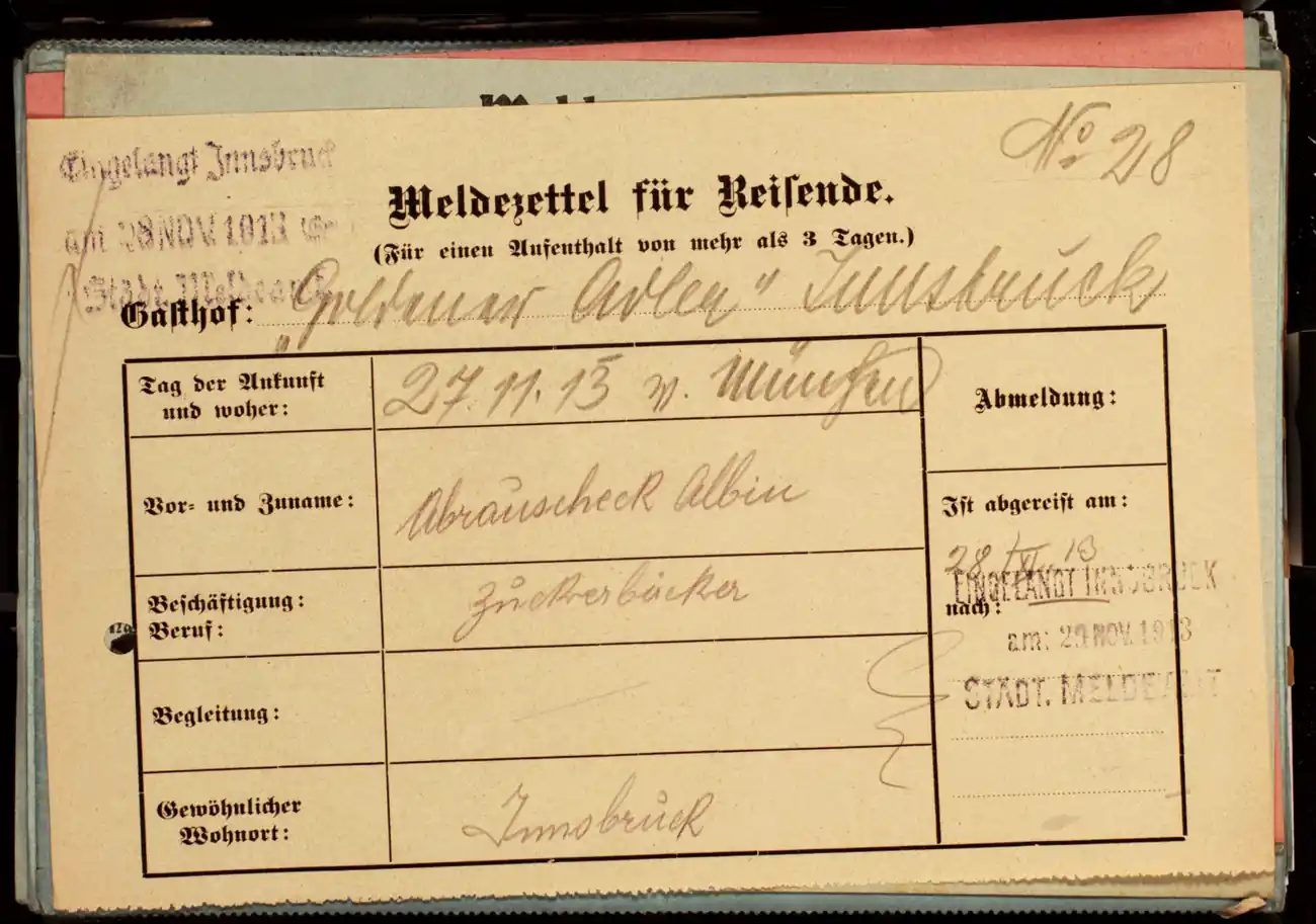 Meldezettel 0643, Vorderseite