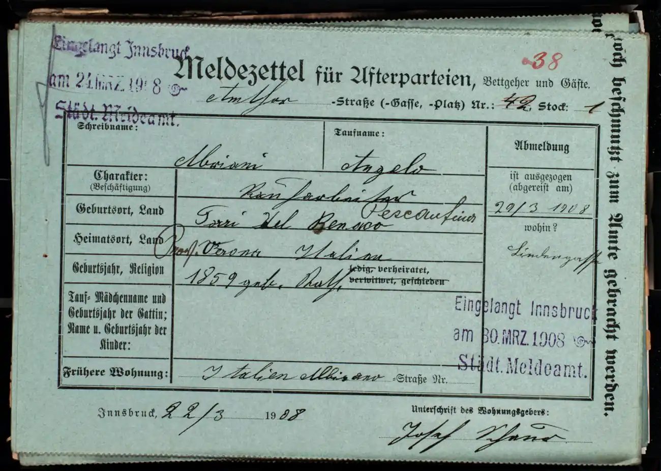 Meldezettel 0660, Vorderseite
