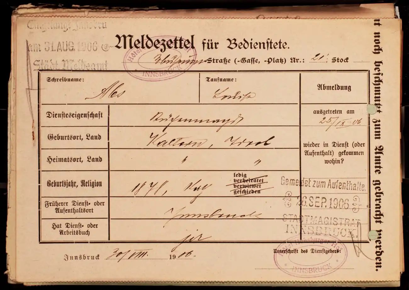 Meldezettel 0667, Vorderseite