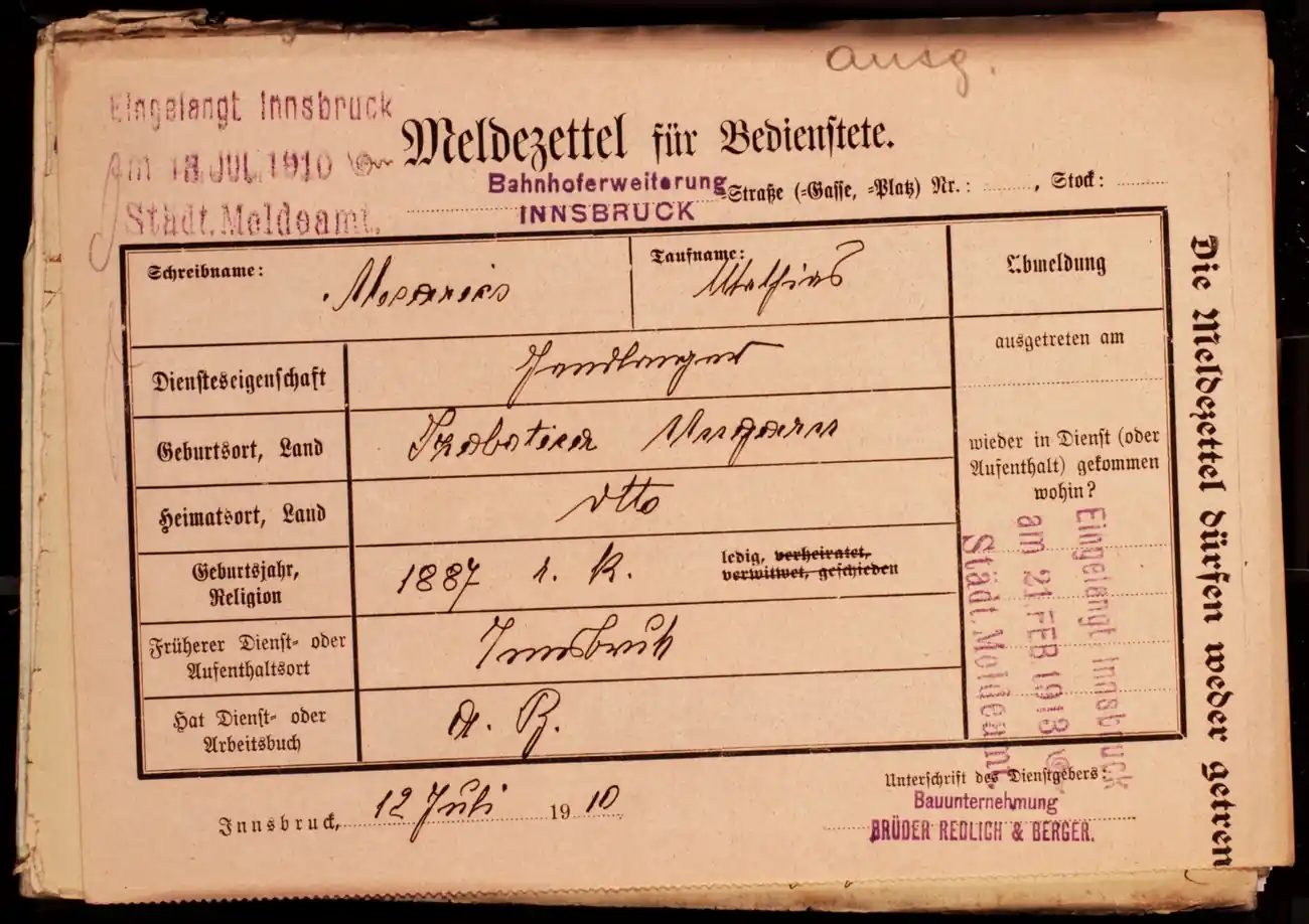 Meldezettel 0669, Vorderseite
