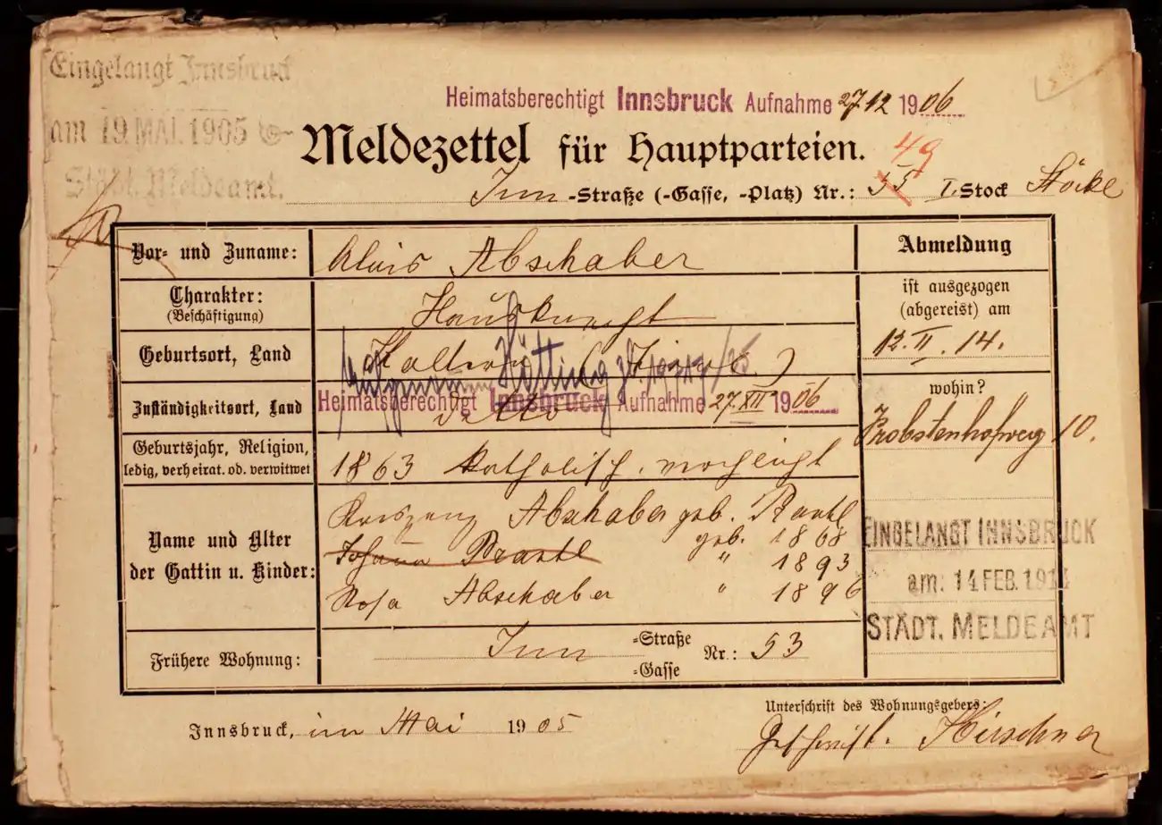 Meldezettel 0670, Vorderseite