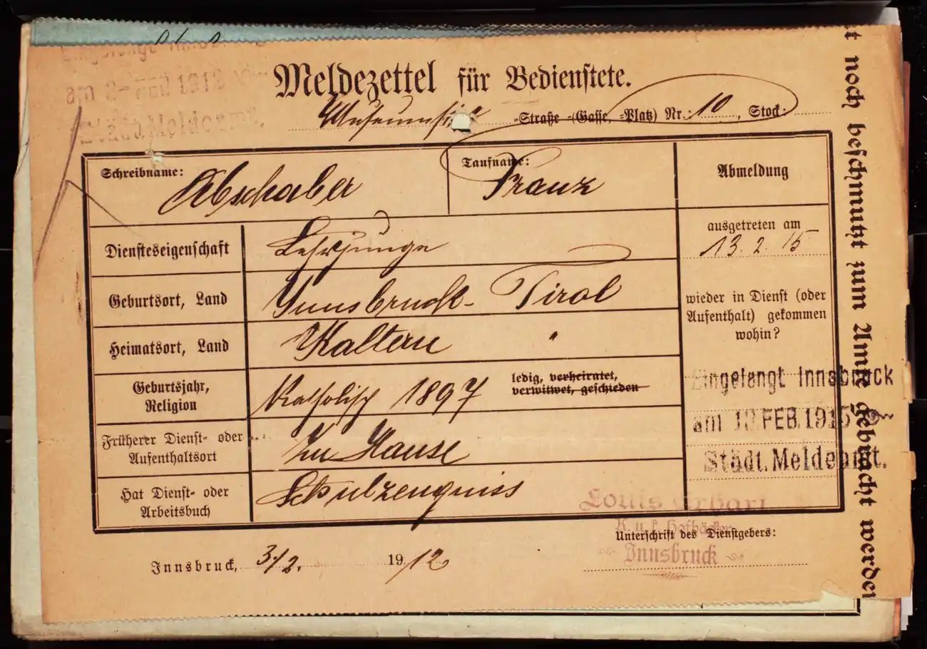 Meldezettel 0676, Vorderseite