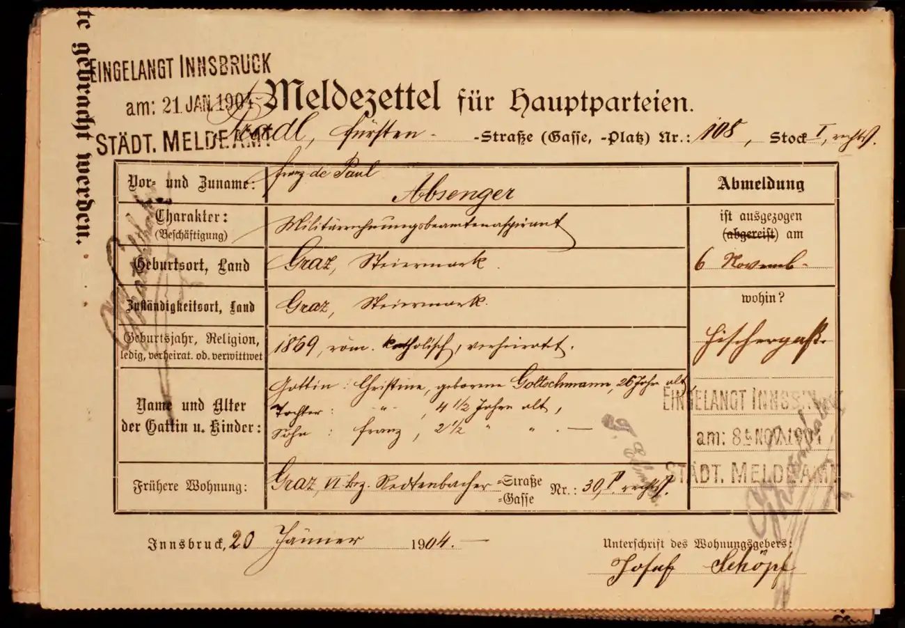 Meldezettel 0683, Vorderseite