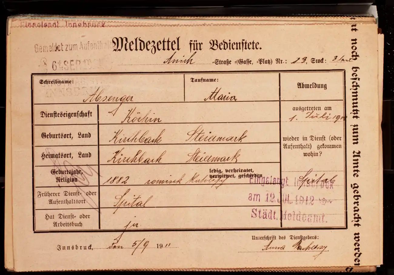 Meldezettel 0689, Vorderseite