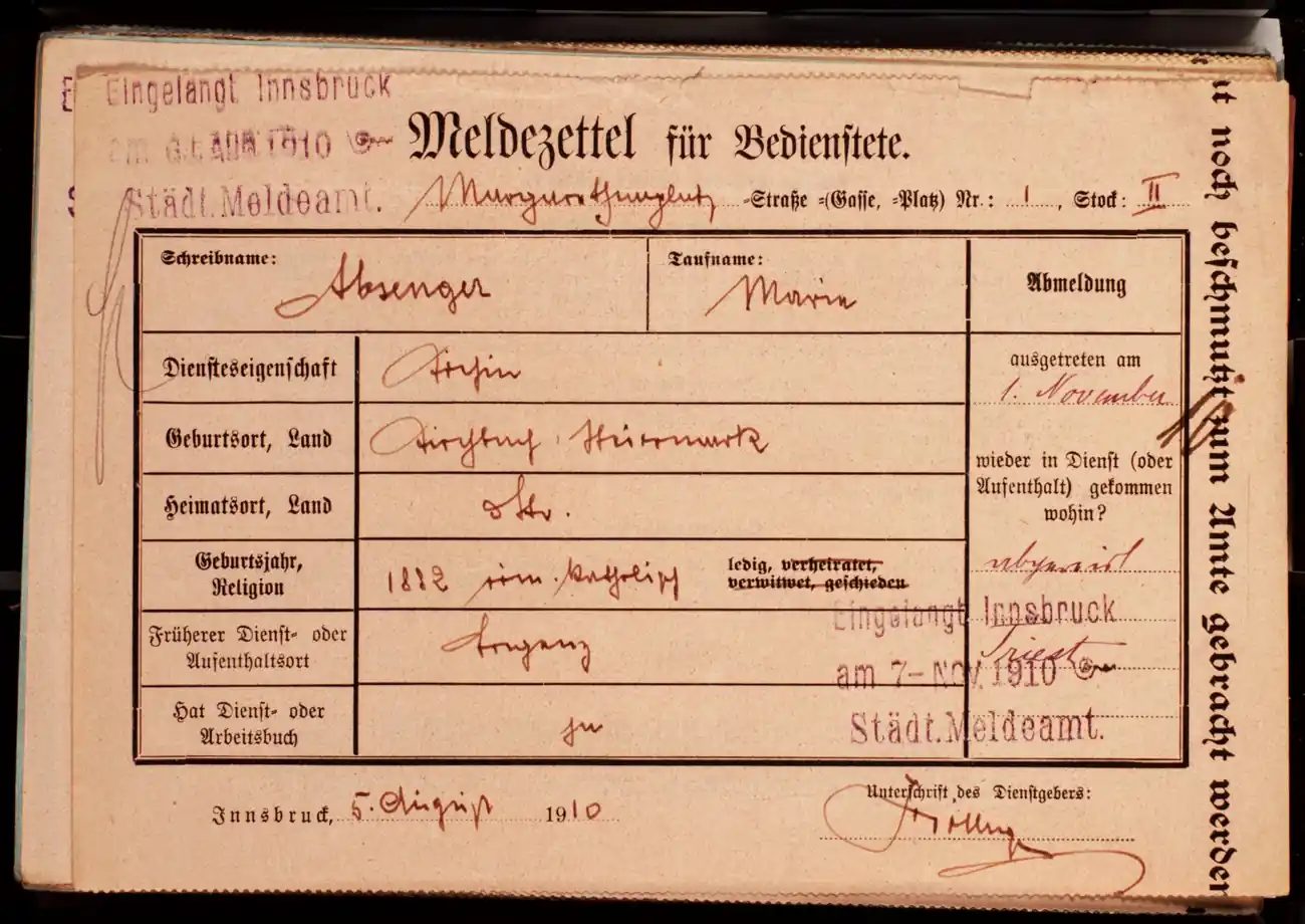 Meldezettel 0692, Vorderseite